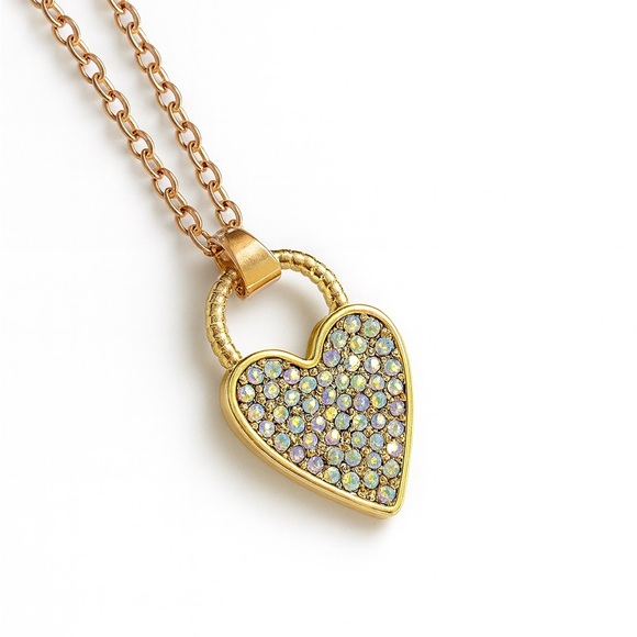Anthropologie Jewelry - Minimalist Colorful Gems Gold Plated Heart Pendant Necklace